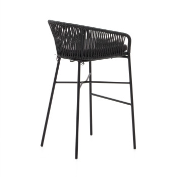 Banqueta Yanet em corda preta, altura 80 cm