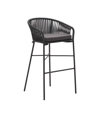 Banqueta Yanet em corda preta, altura 80 cm