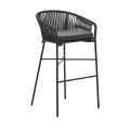 Banqueta Yanet em corda preta, altura 80 cm
