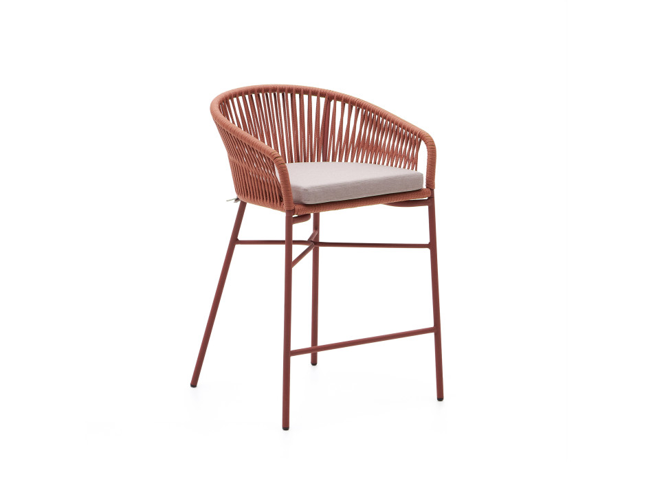 Banqueta Yanet em corda de terracota, altura 65 cm