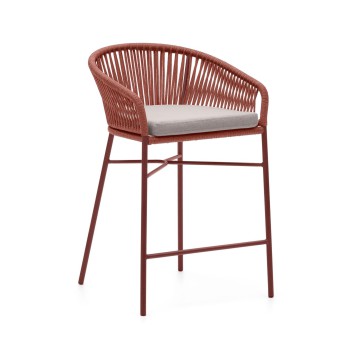 Banqueta Yanet em corda de terracota, altura 65 cm