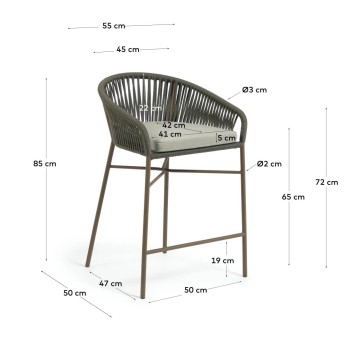 Banqueta Yanet em corda verde, altura 65 cm