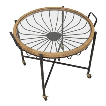 Mesa Cebu com vidro e rodízios