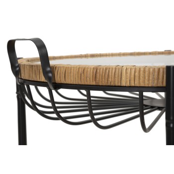 Mesa Cebu com vidro e rodízios