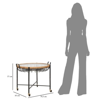 Mesa Cebu com vidro e rodízios