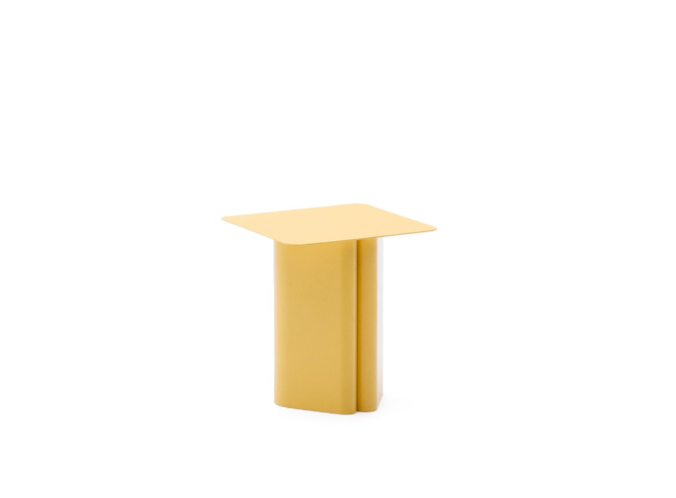 Mesa lateral Arvin em ferro amarelo, 42 x 42 cm