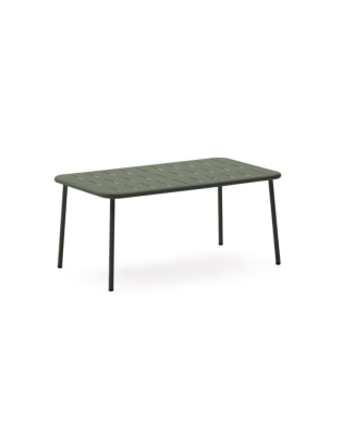 Mesa de centro Zivia para exterior em aço galvanizado verde, 90 x 50 cm