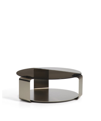 Mesa de centro Dolven em vidro marrom e aço escovado Ø80 cm