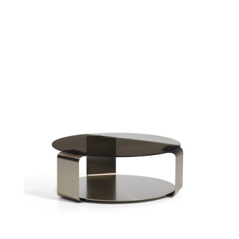 Mesa de centro Dolven em vidro marrom e aço escovado Ø80 cm