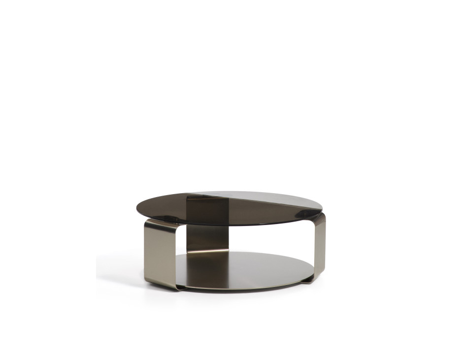 Mesa de centro Dolven em vidro marrom e aço escovado Ø80 cm