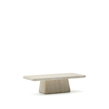 Mesa de centro Drasi em concreto com acabamento em travertino, 140 x 70 cm