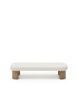 Mesa de centro Labra em concreto e madeira de acácia, 140 x 70 cm