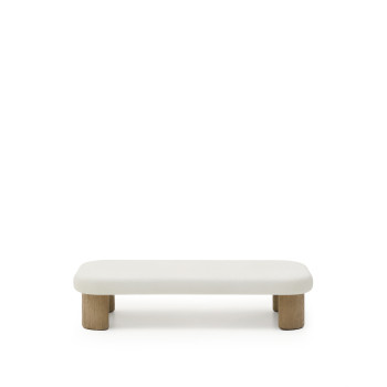 Mesa de centro Labra em concreto e madeira de acácia, 140 x 70 cm