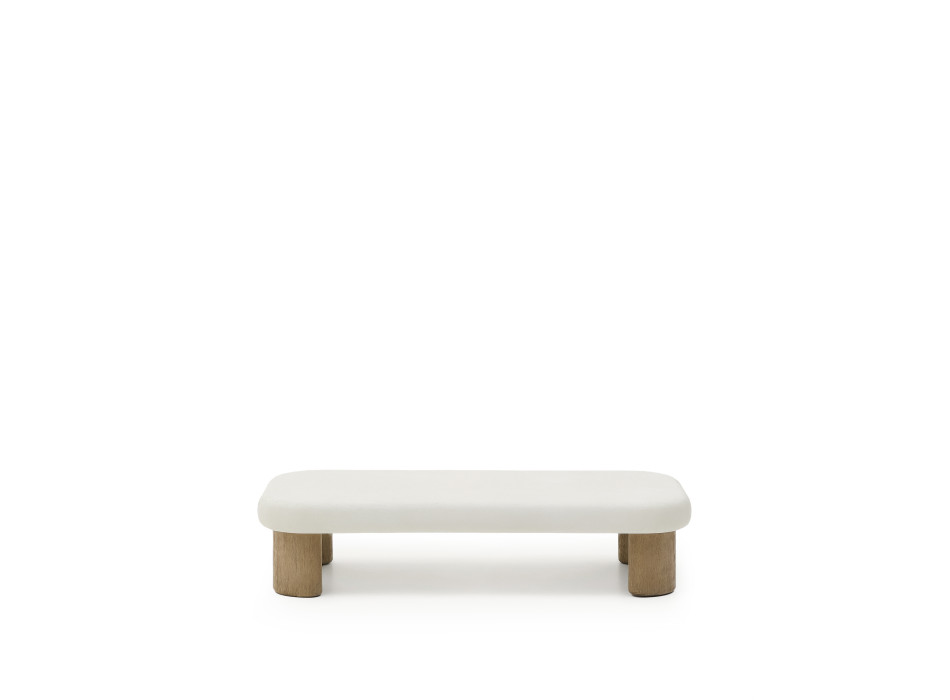 Mesa de centro Labra em concreto e madeira de acácia, 140 x 70 cm