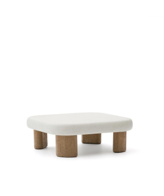 Mesa de centro Labra em concreto e madeira de acácia, 80 x 80 cm