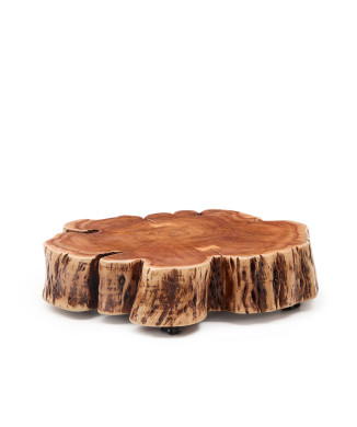 Mesa de centro Tavine em madeira maciça de acácia branqueada com rodízios Ø85 cm