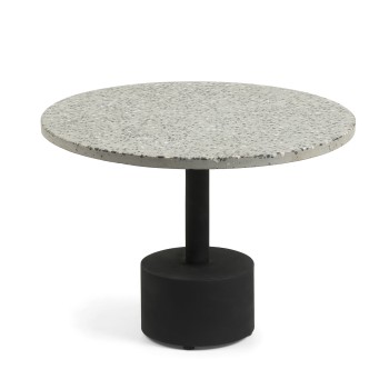 Mesa de centro Delano em terrazzo cinza e pés de aço.