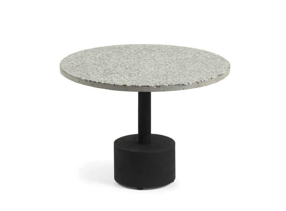 Mesa de centro Delano em terrazzo cinza e pés de aço.