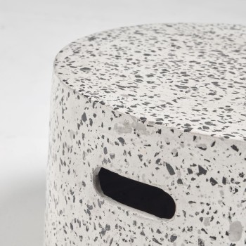Mesa de centro Jenell em terrazzo branco Ø 52 cm