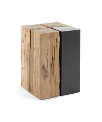 Mesa de centro Kwango em madeira maciça de teca e metal, 29 x 45 cm