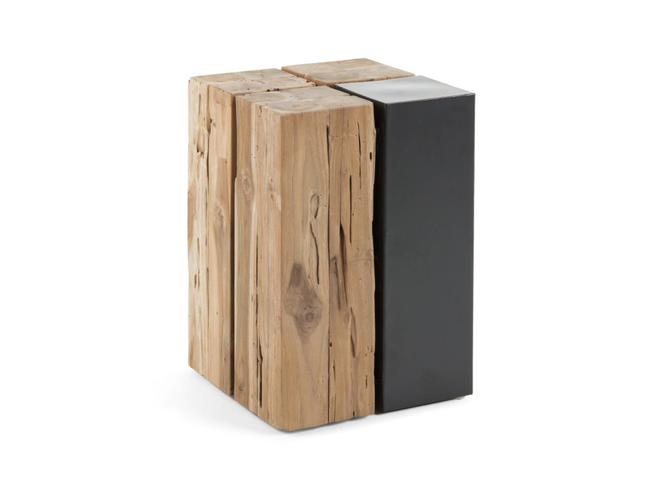 Mesa de centro Kwango em madeira maciça de teca e metal, 29 x 45 cm