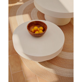 Mesa de centro redonda Aiguablava em concreto branco, Ø 66 cm