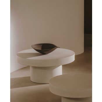 Mesa de centro redonda Aiguablava em concreto branco, Ø 66 cm