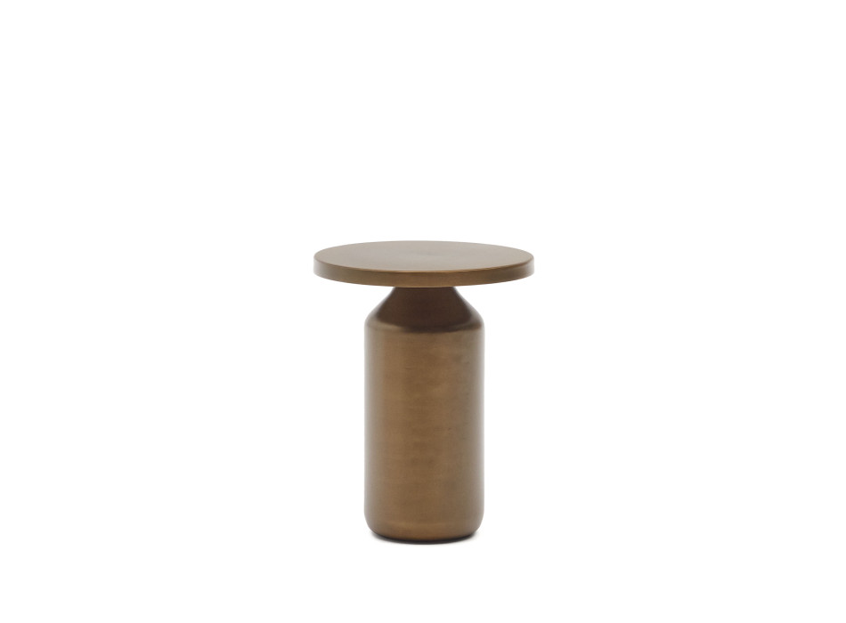 Mesa de centro redonda Malya em metal com acabamento em cobre, Ø 40,5 cm
