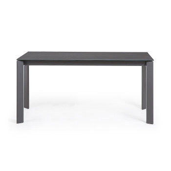 Mesa extensível Axis em porcelana Roca Vulcano com pés cinza-escuro 160 (220) cm