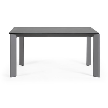 Mesa extensível Axis em porcelana Roca Vulcano com pés cinza-escuro 160 (220) cm