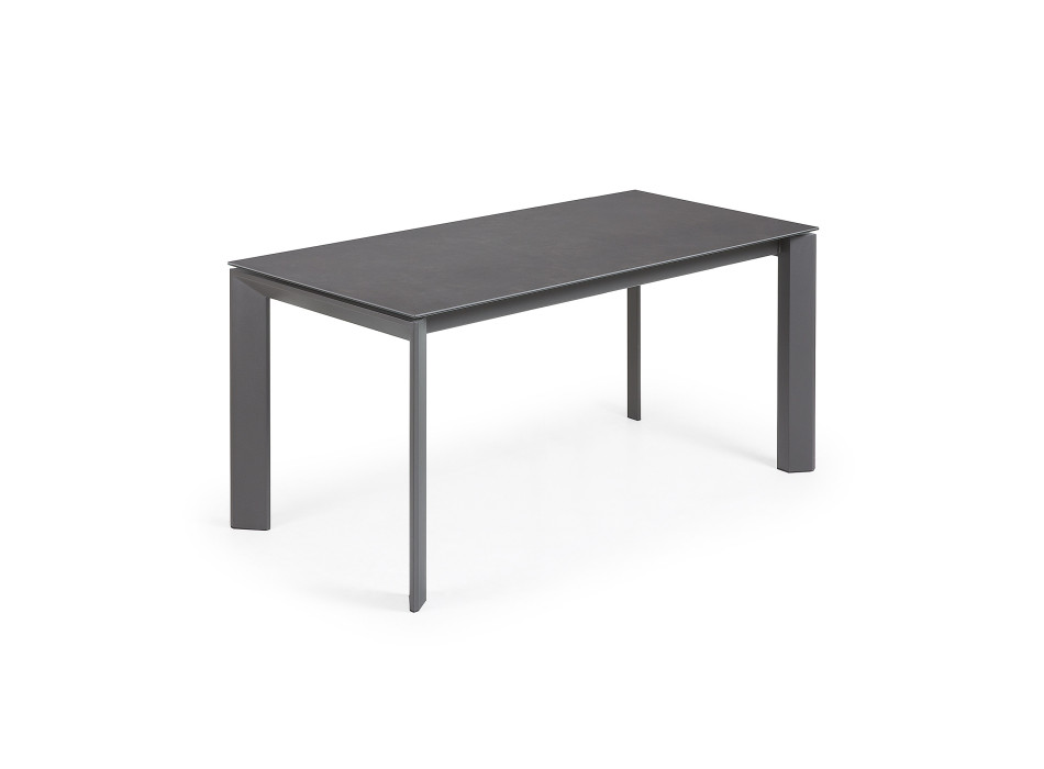 Mesa extensível Axis em porcelana Roca Vulcano com pés cinza-escuro 160 (220) cm