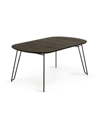 Mesa extensível Milian 140 (220) x 90 cm (220) x 90 cm com pés de metal preto