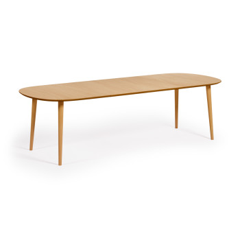 Mesa extensível Oqui em folheado de carvalho com pés em madeira maciça 160 (260) x 100 cm