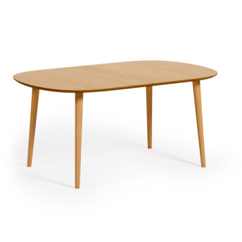 Mesa extensível Oqui em folheado de carvalho com pés em madeira maciça 160 (260) x 100 cm