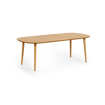 Mesa extensível Oqui em folheado de carvalho com pés em madeira maciça 160 (260) x 100 cm