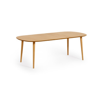 Mesa extensível Oqui em folheado de carvalho com pés em madeira maciça 160 (260) x 100 cm