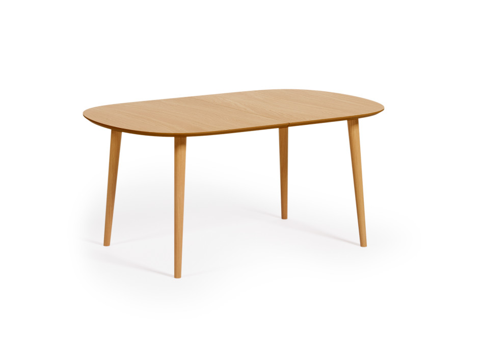 Mesa extensível Oqui em folheado de carvalho com pés em madeira maciça 160 (260) x 100 cm