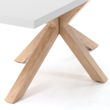 Mesa Argo de 160 cm em melamina branca com pés em efeito branco