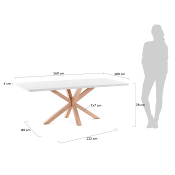 Mesa Argo de 160 cm em melamina branca com pés em efeito branco