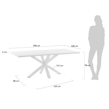 Mesa Argo de 200 cm em melamina branca com pés brancos