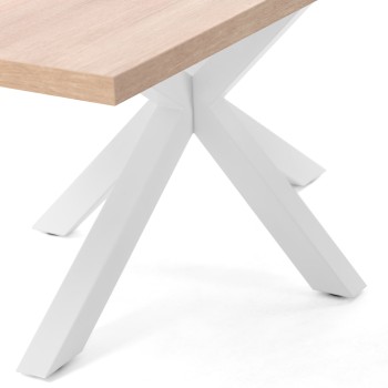 Mesa Argo 200 cm com pés em melamina natural e tampo em laminado branco Sonoma natural