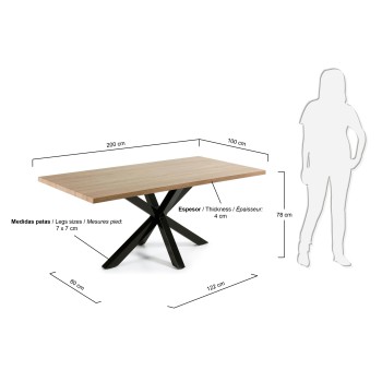 Mesa Argo 200 cm com pés em melamina natural Sonoma