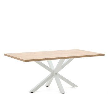Mesa Argo em melamina com acabamento natural e pés em aço com acabamento branco, 200 x 100 cm