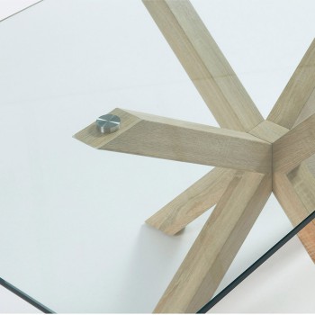Mesa Argo em vidro e pés de aço com efeito leetró transparente