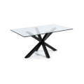 Mesa de vidro Argo com pés de aço com acabamento preto, 180 x 100 cm