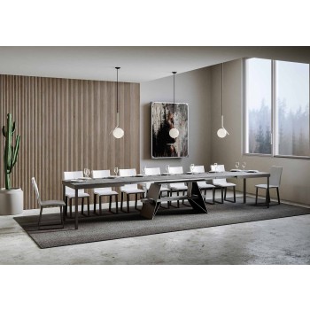 Mesa Baita Evolution - Mesa extensível 90x180/440 cm, estrutura em freixo branco antracite.