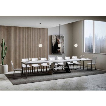 Mesa Baita Evolution - Mesa extensível 90x180/440 cm, estrutura em freixo branco antracite.