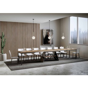 Mesa Baita Evolution - Mesa extensível 90x180/440 cm, estrutura em freixo branco antracite.