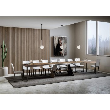 Mesa Baita - Mesa extensível 90x180/440 cm, estrutura em freixo branco e antracite.