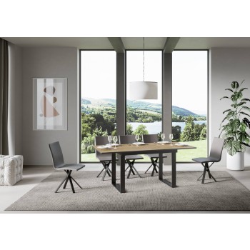 Mesa Bandos - Mesa extensível 90x120/180 cm Bandos Freixo Branco Estrutura Antracite